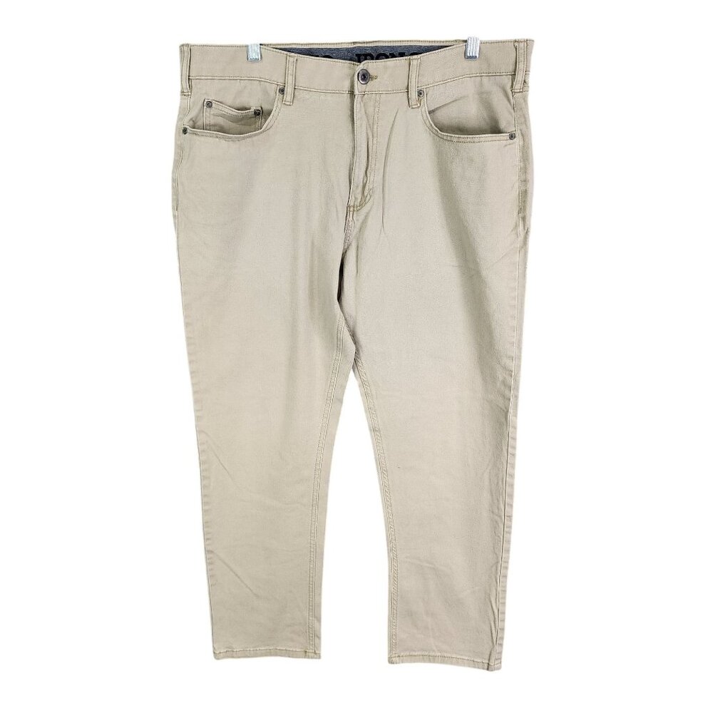 Mens Beige Iron Co. Denim Jeans Straight Leg Cotton Spandex Stretch Size 36x30